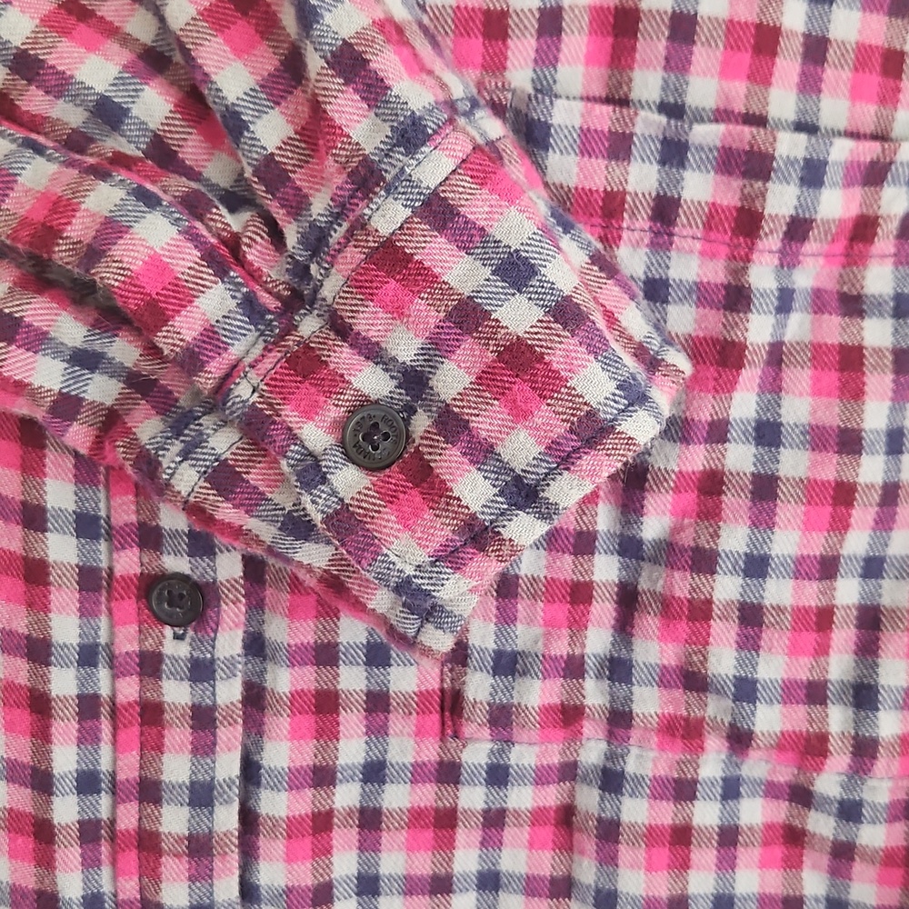 Navy and Pink Plaid Long-Sleeve Button Up Shirt - Picture 7 of 11